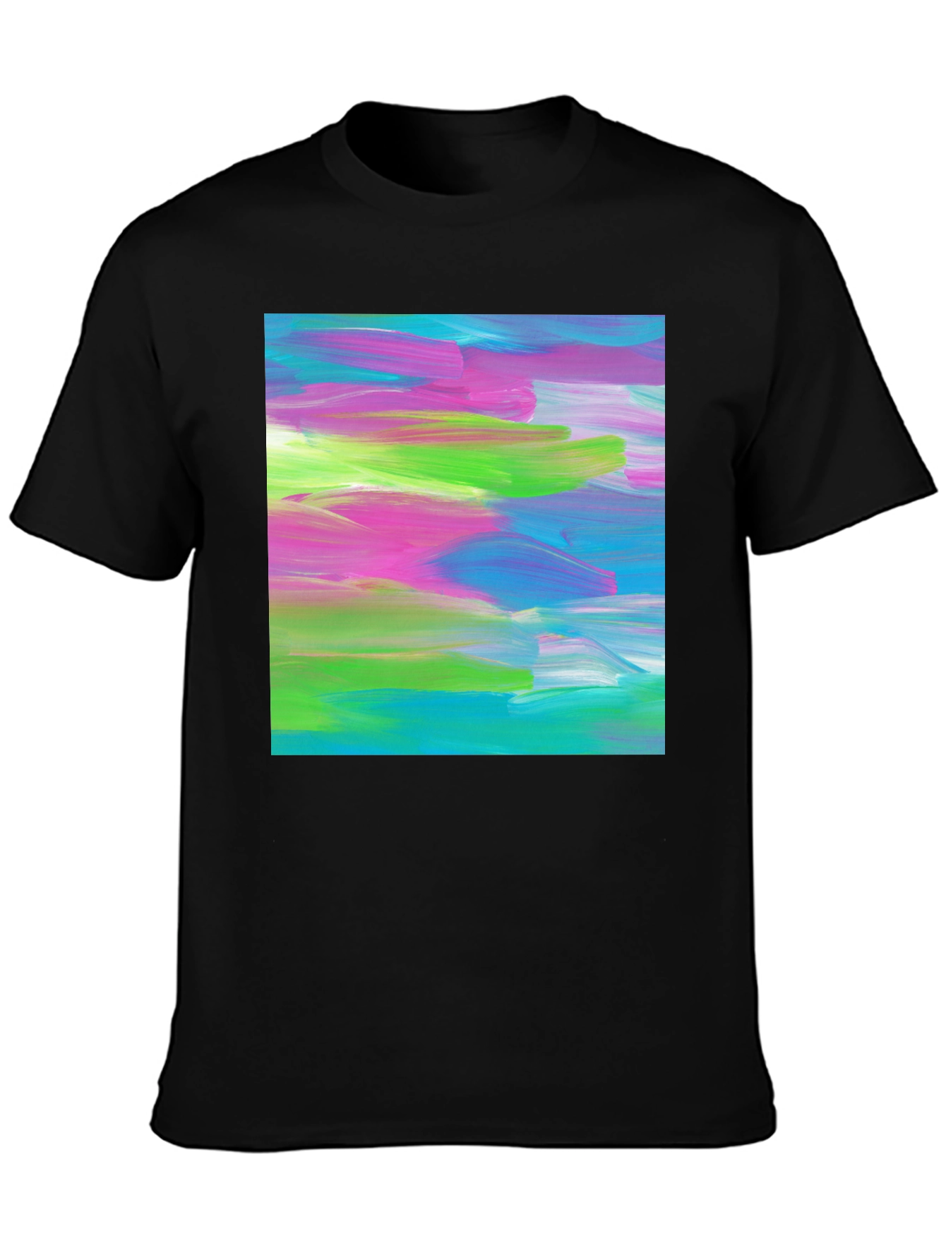 Black Abstract Art Graphic Tee - Modern Brushstroke T-Shirt view 3