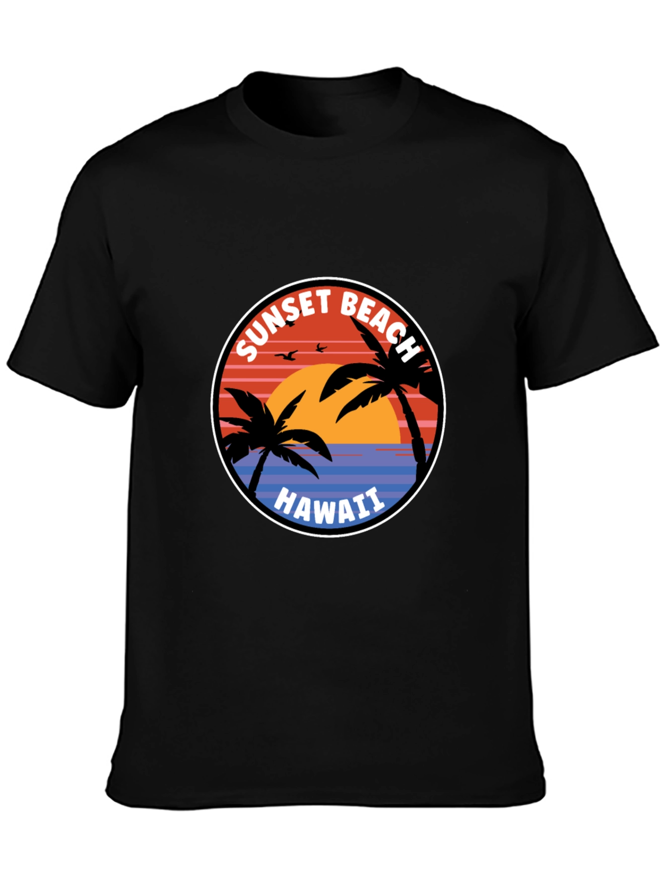 Black Sunset Beach Hawaii T-Shirt view 3