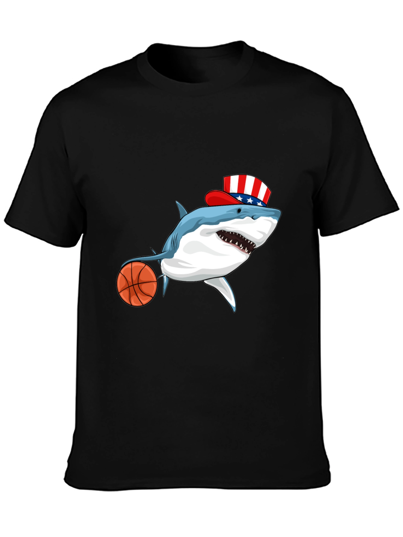 Black Shark Basketball Patriotic T-Shirt view 3