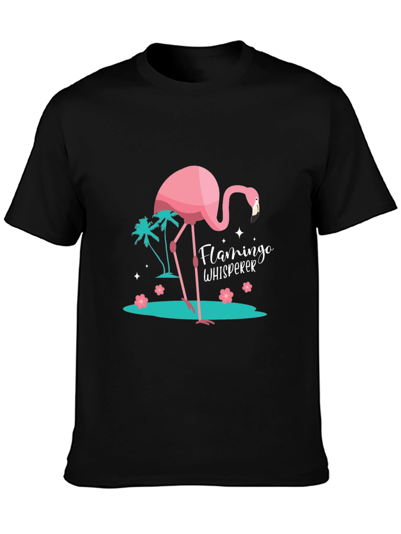 Black Flamingo Whisperer Black Graphic Tee view 3