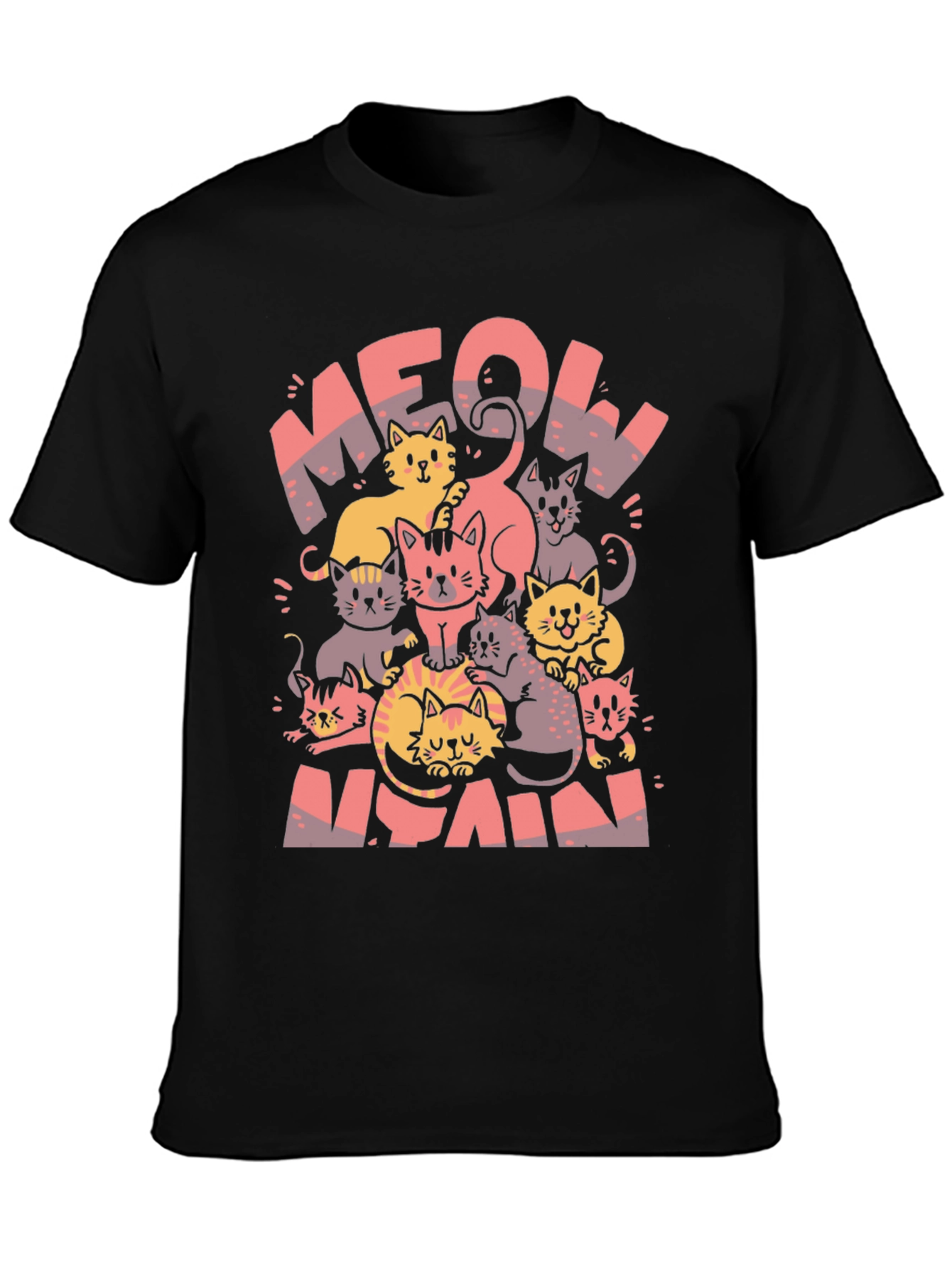 Black Meow Again T-Shirt - Cute Cat Lover Tee view 3