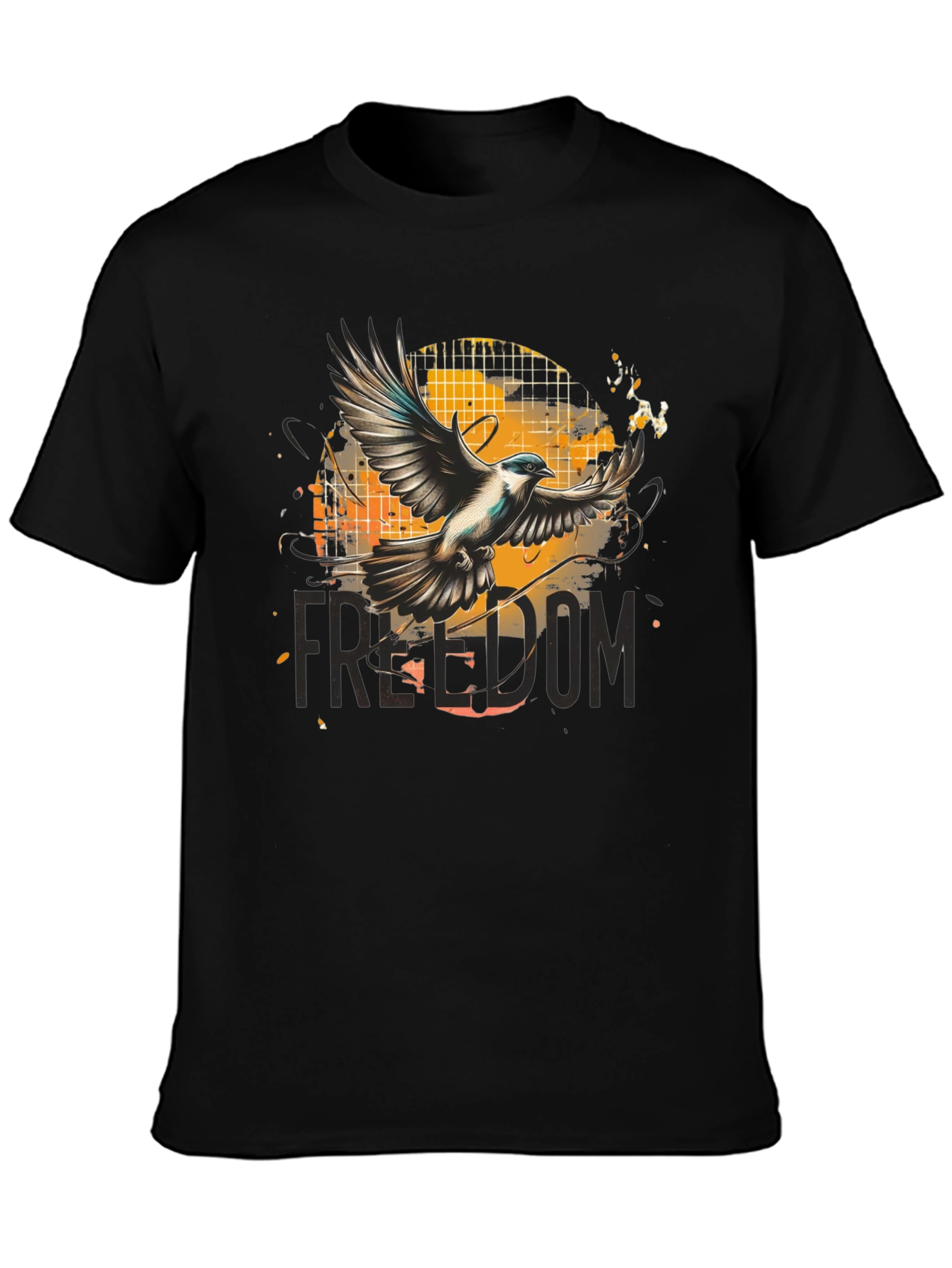 Black Freedom Bird Graphic T-Shirt view 3