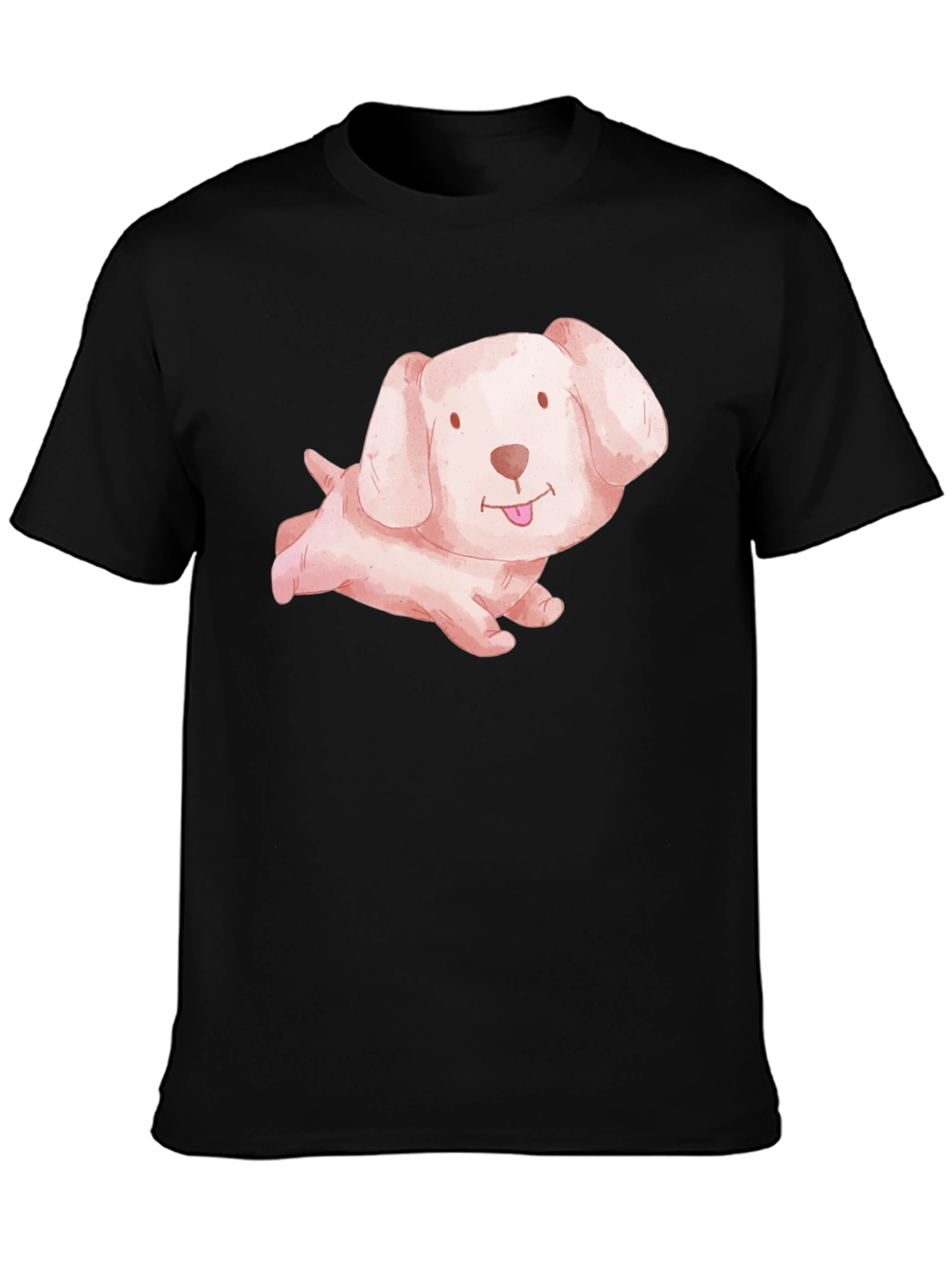 Black Cute Puppy Dog Black T-Shirt view 3