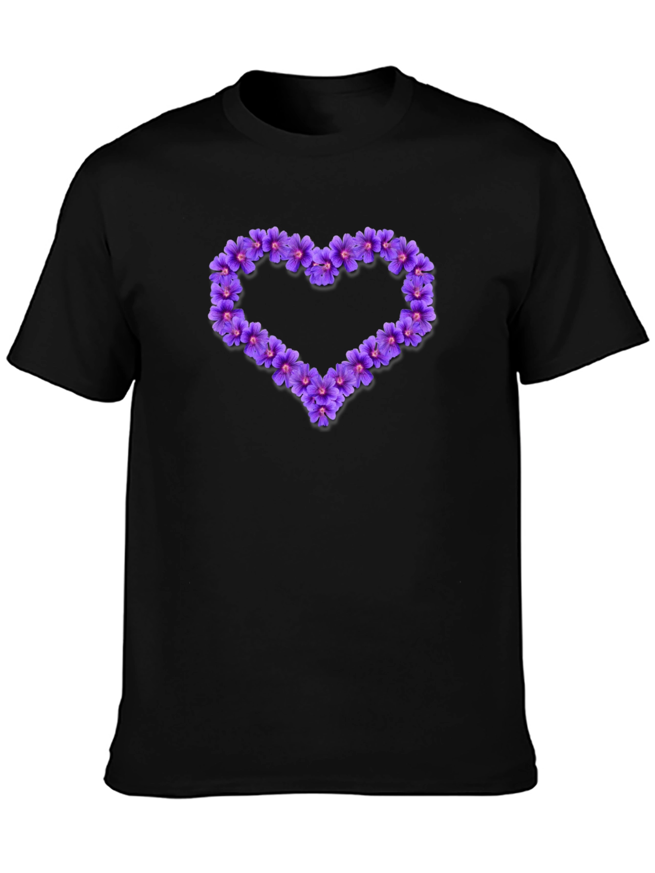 Black Floral Heart Graphic Tee - Stylish Men's Black T-Shirt view 3