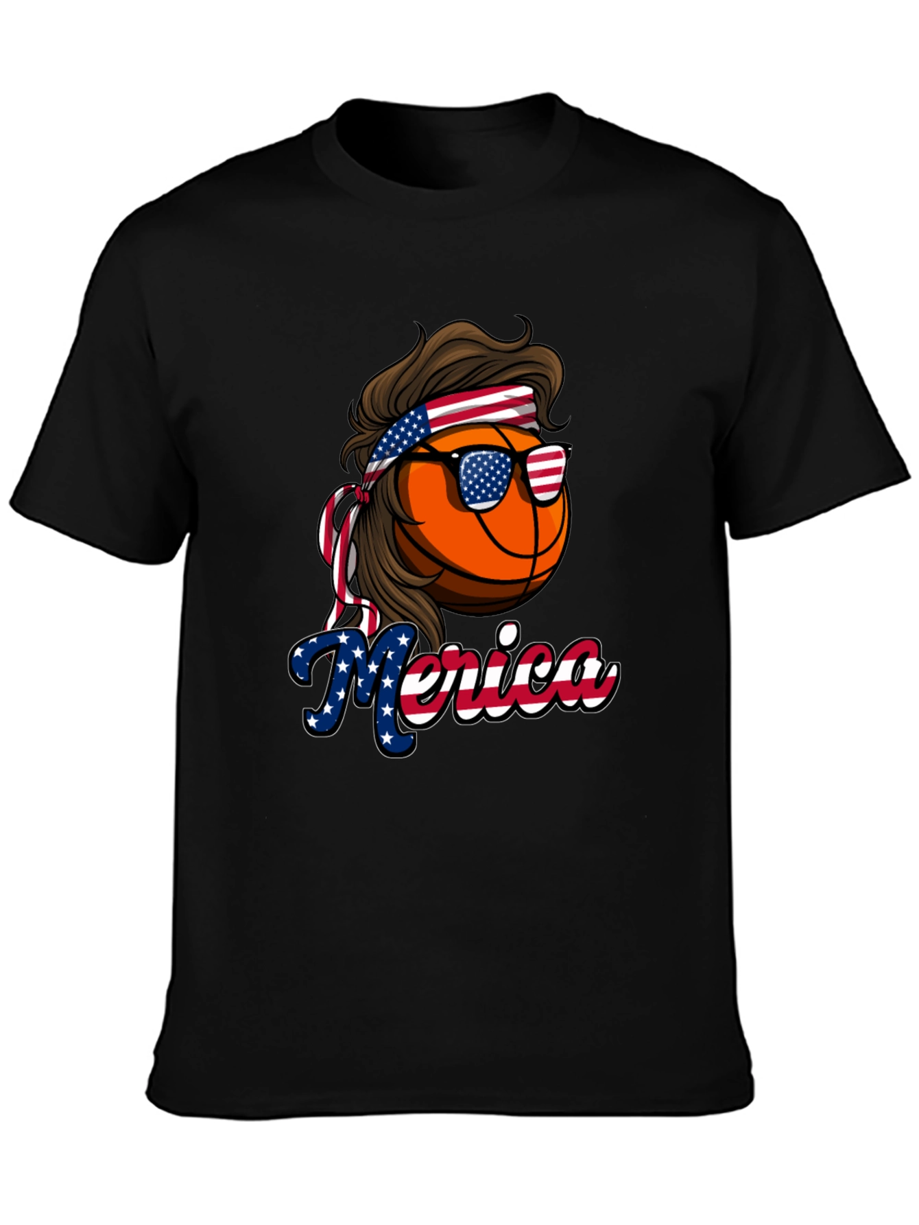 Black Basketball Merica T-Shirt, Patriotic Tee view 3
