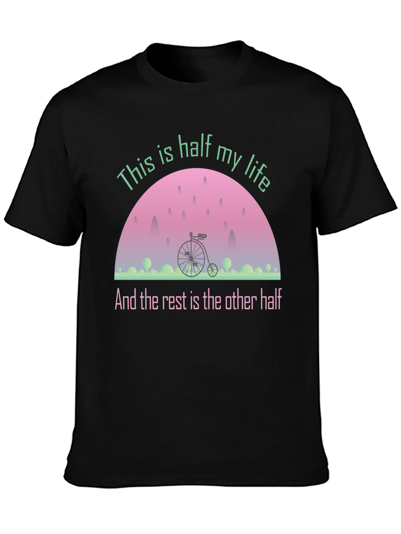 Black Half My Life Bicycle Graphic Tee - Black Cotton Blend view 3