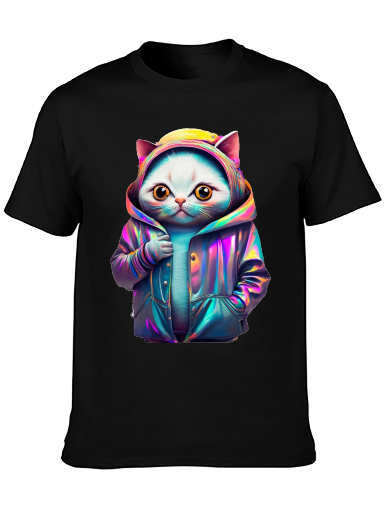 Black Cool Cat Hoodie Graphic Tee view 3