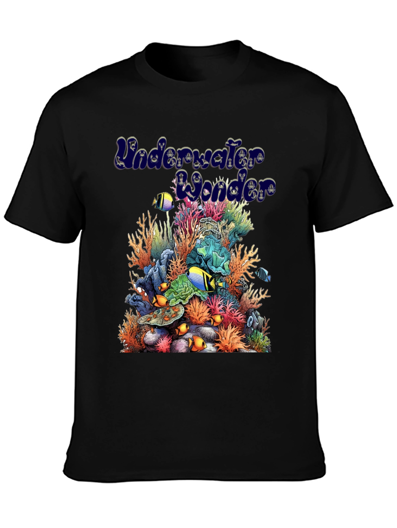 Black Underwater Wonder Graphic Tee - Black Cotton Casual Shirt view 3