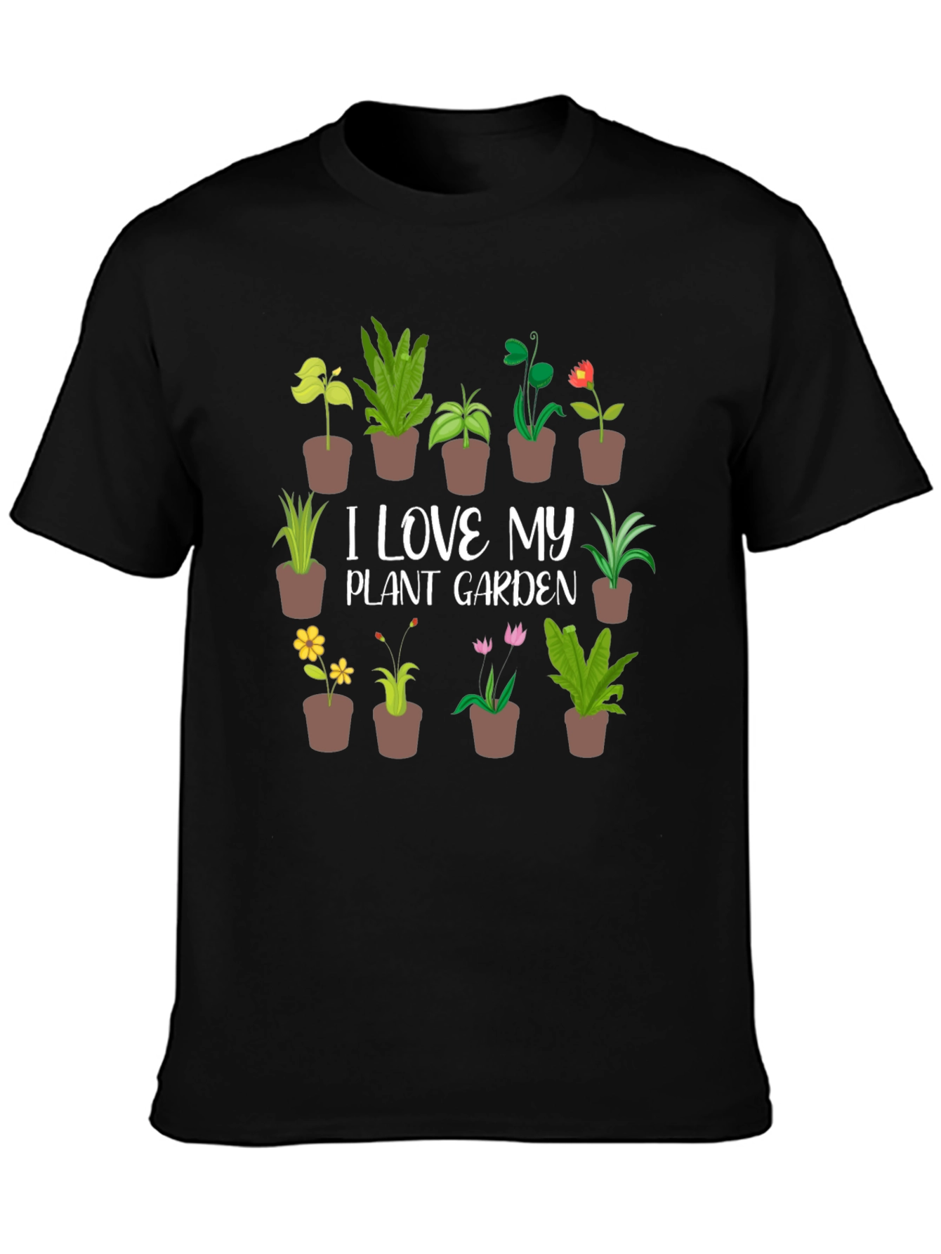 Black Plant Garden T-Shirt - I Love My Plant Garden Tee view 3