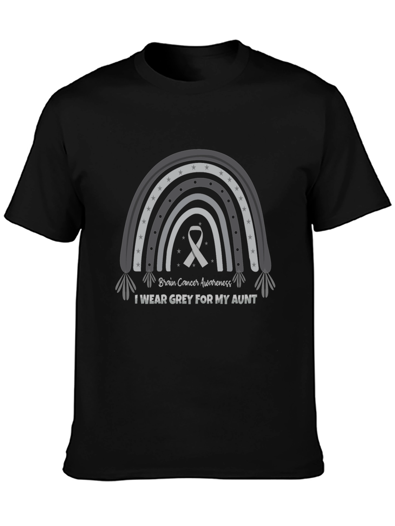 Grey Ribbon Rainbow Brain Cancer Awareness T-Shirt - 3