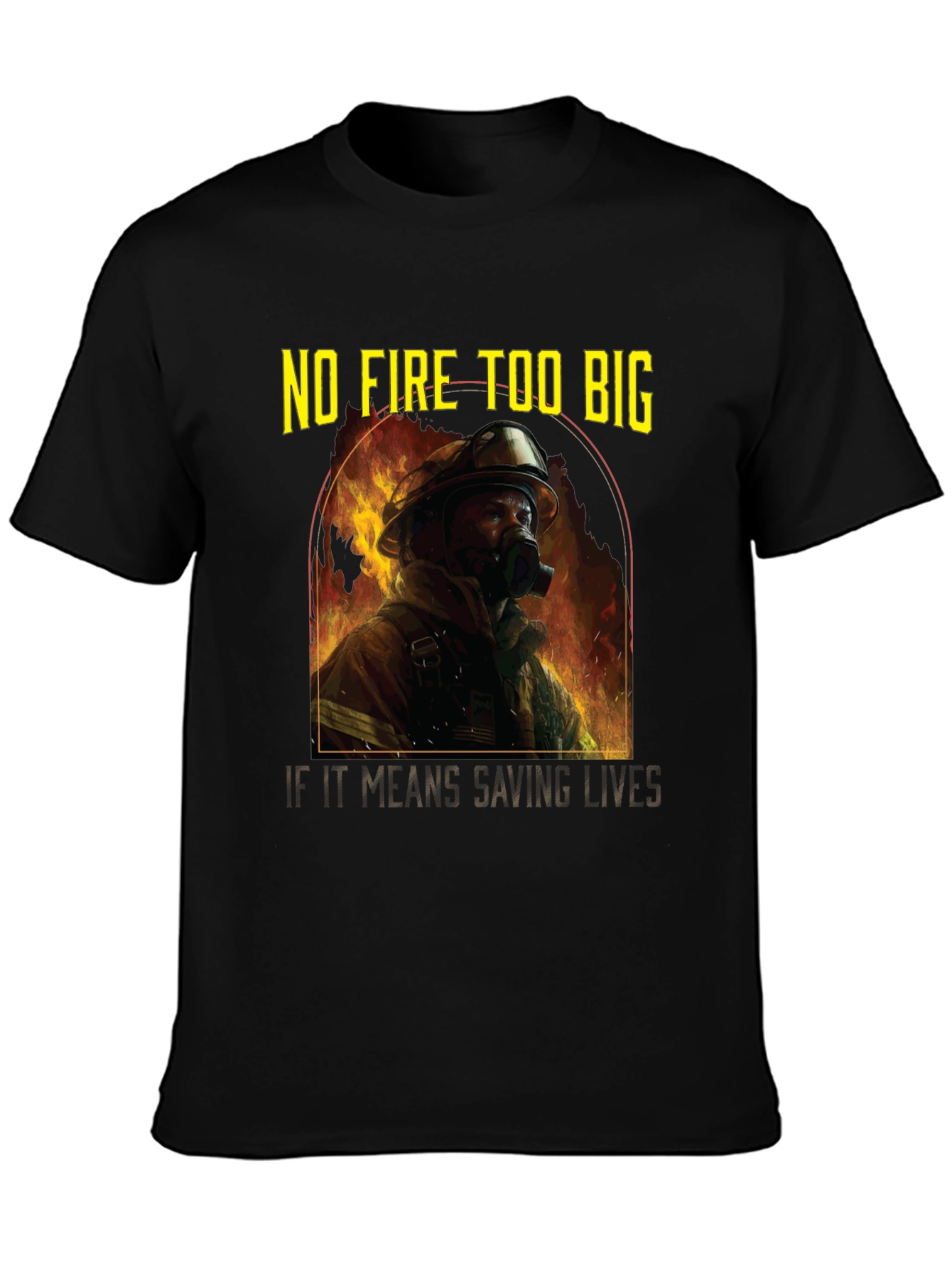 Black Firefighter Hero T-Shirt - Saving Lives view 3