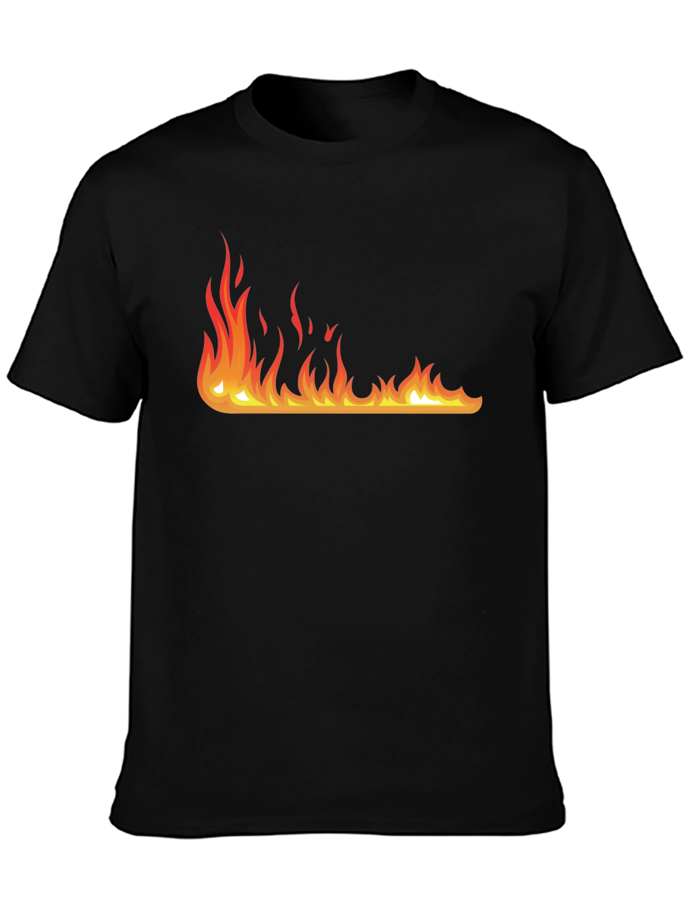 Black Fire Graphic Black T-Shirt - Bold Design, Casual Wear view 3