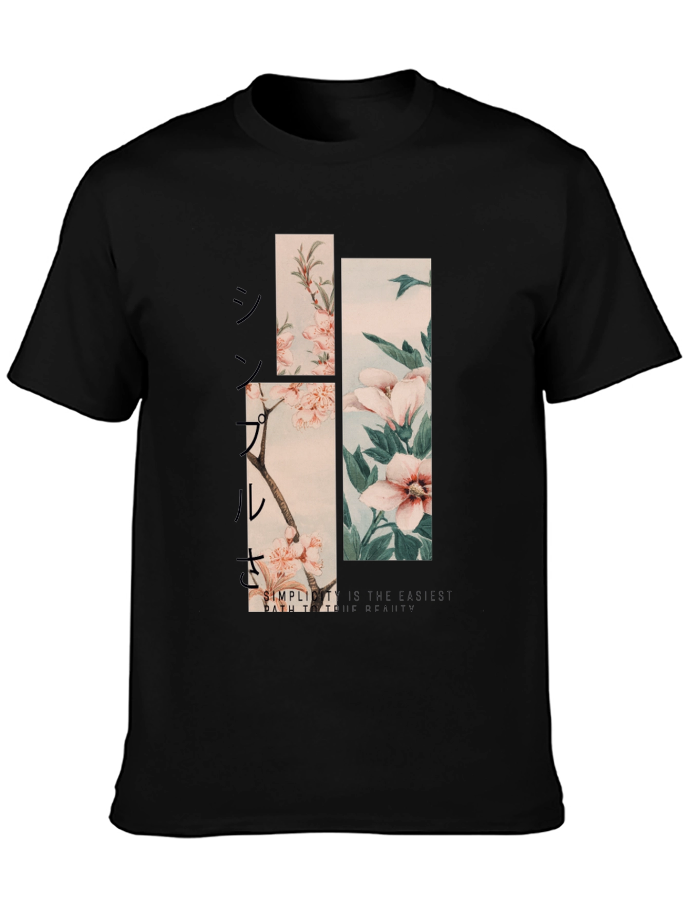 Floral Simplicity Graphic T-Shirt - Black - 3