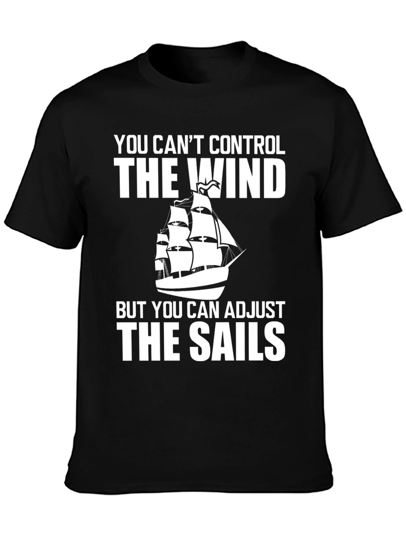 Black Nautical T-Shirt: Adjust the Sails Tee view 3