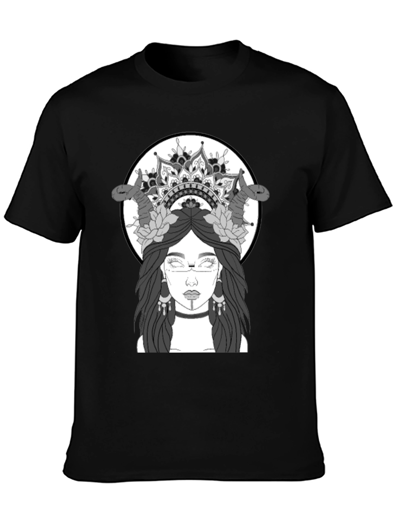 Black Graphic Tee - Mystic Woman Design view 3