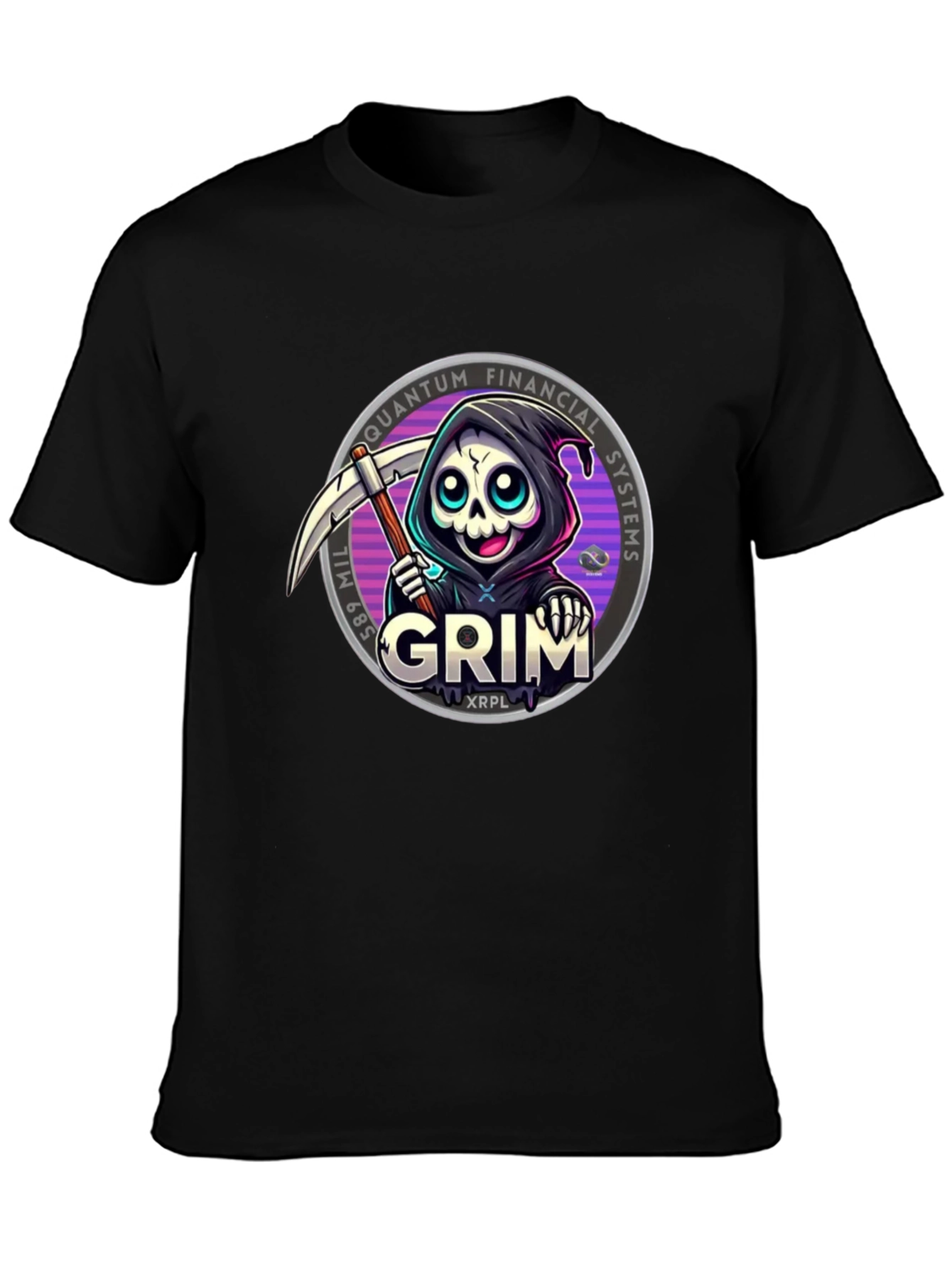 Black Grim Reaper Crypto T-Shirt - Quantum Financial Systems view 3