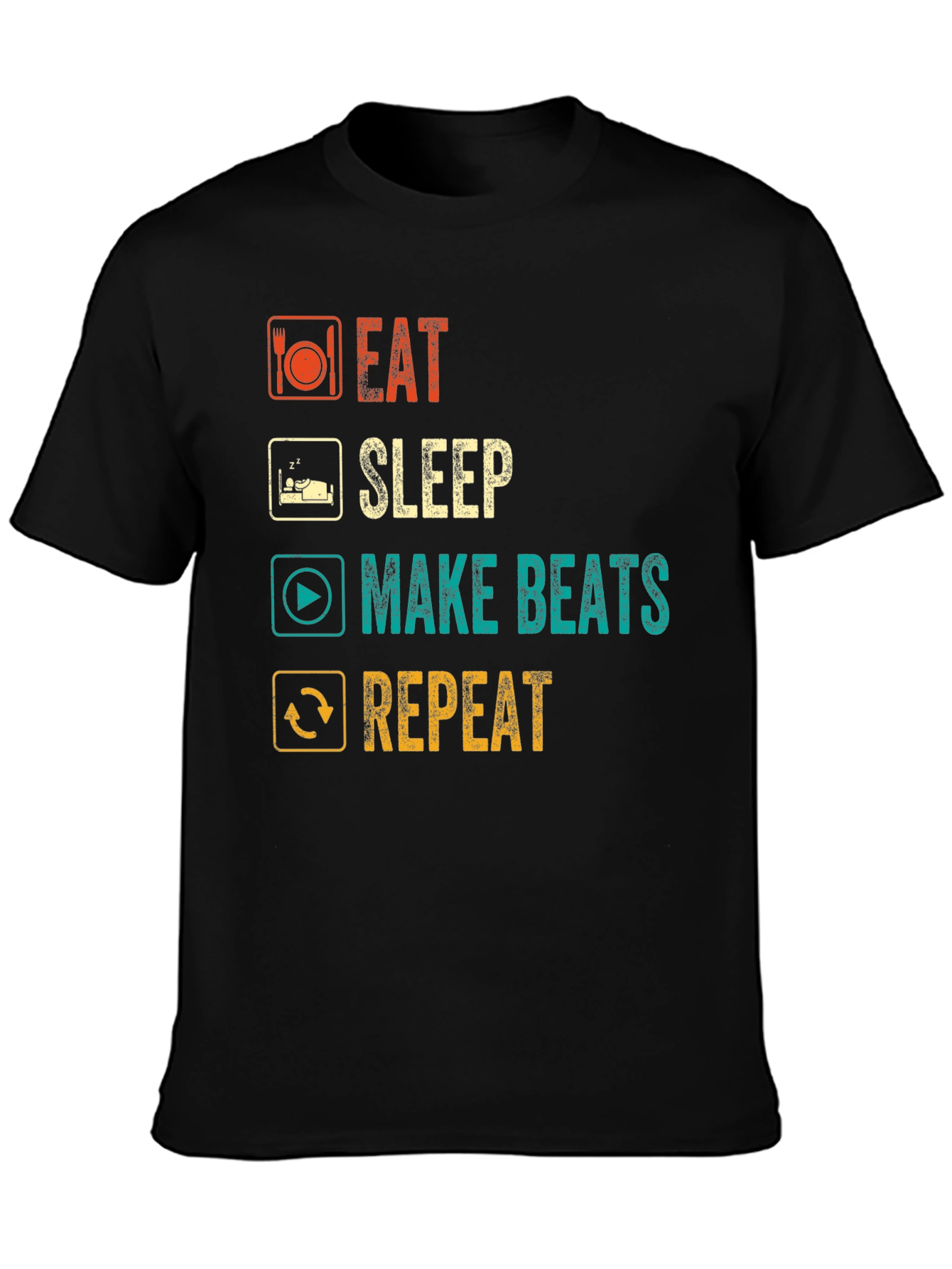 Black Eat Sleep Make Beats Repeat T-Shirt view 3