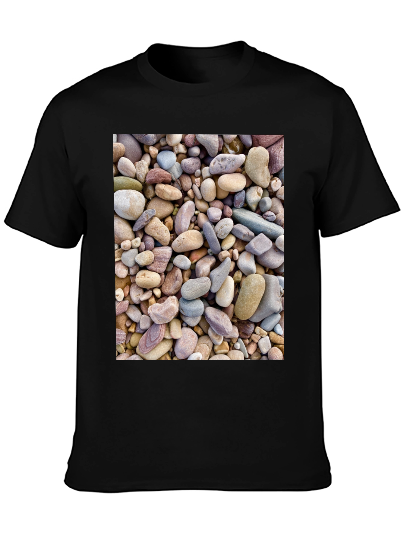 Black Rocky Beach T-Shirt - Coastal Stone Design view 3