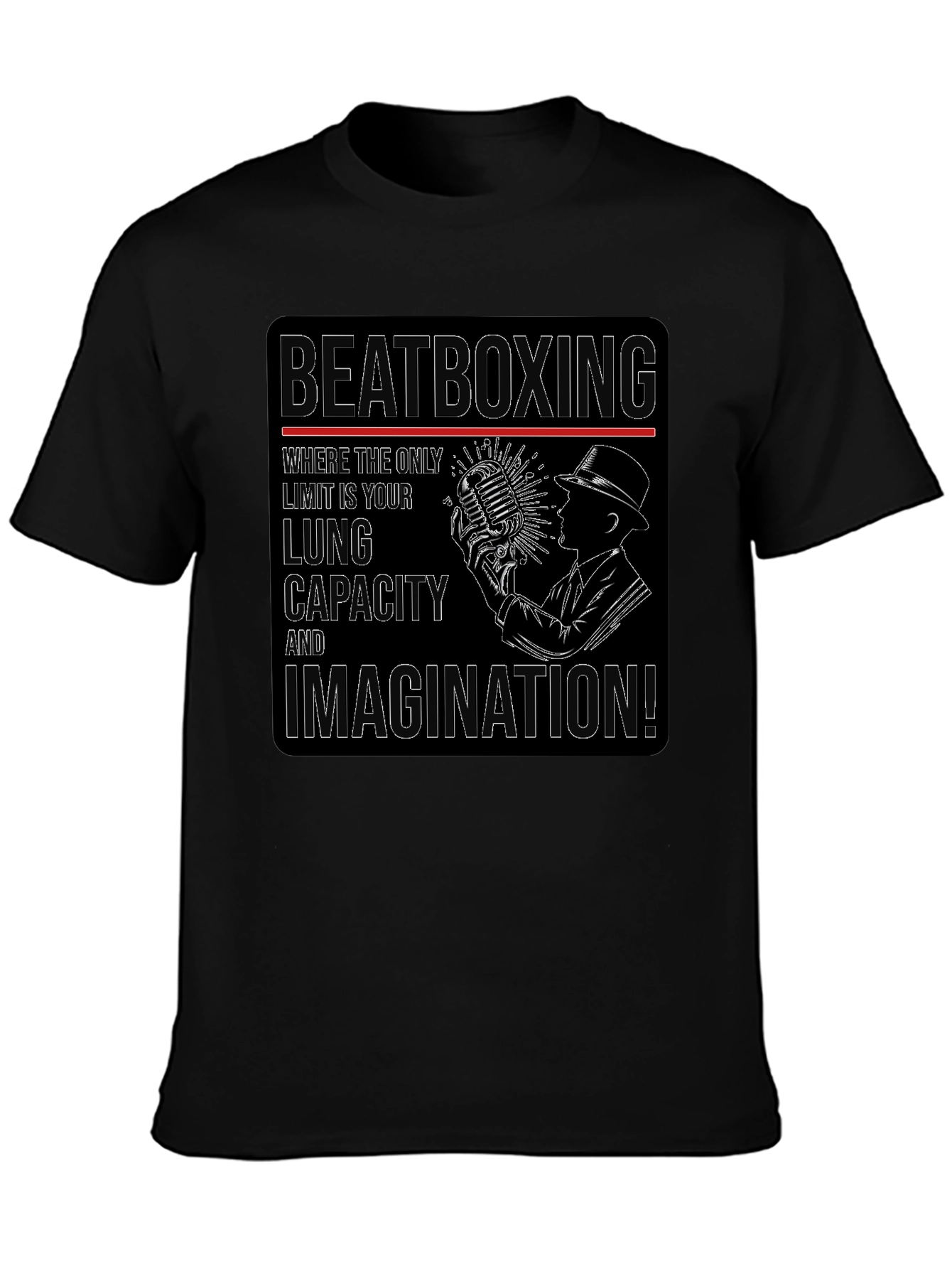 Black Beatboxing Lung Capacity Imagination T-Shirt view 3