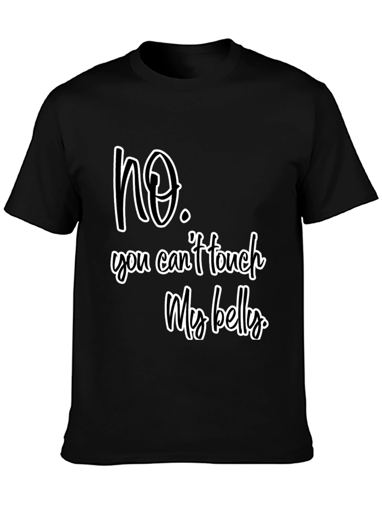 Black No Touch My Belly Graphic Tee - Unisex view 3