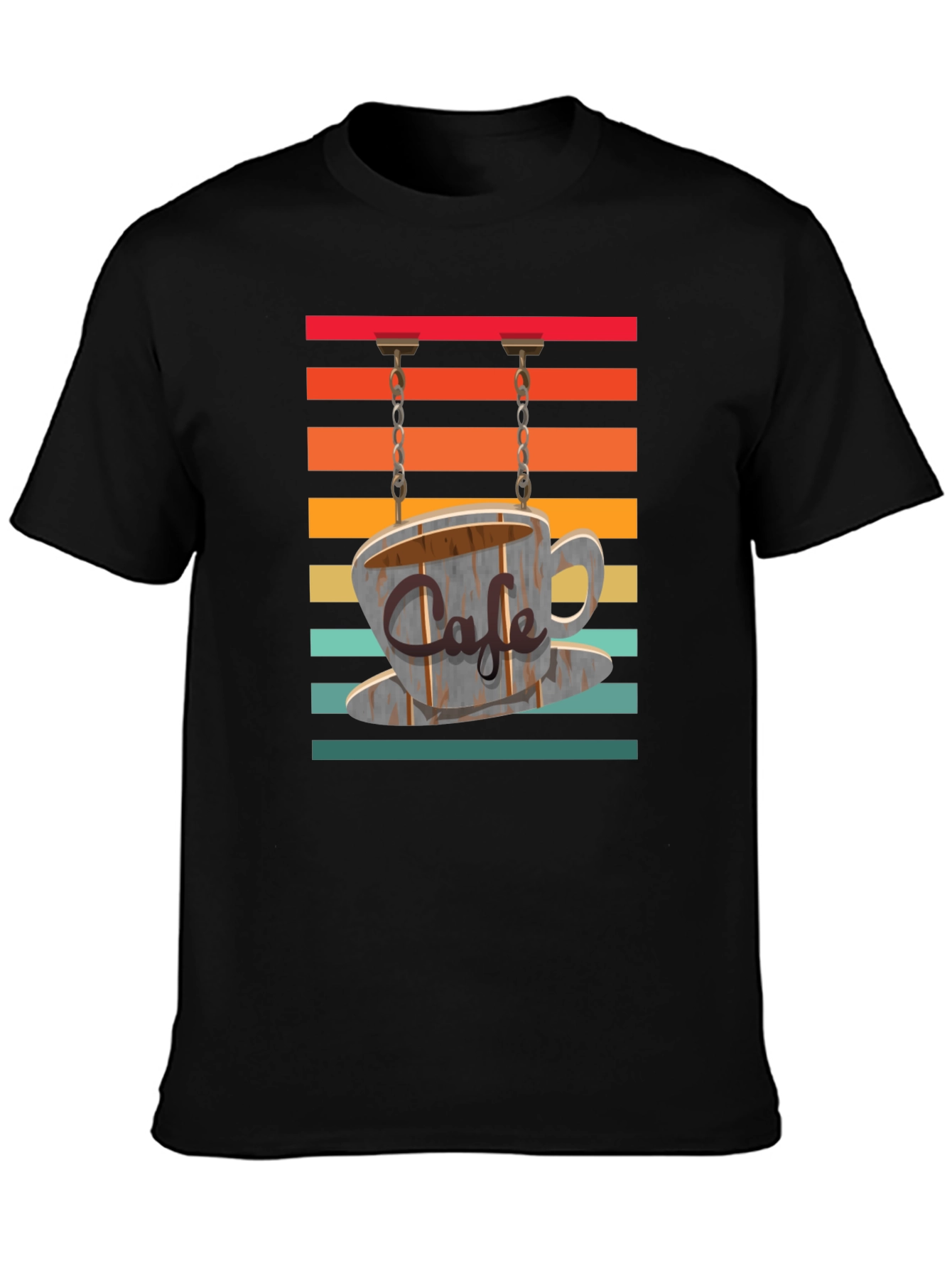 Black Cafe Sign Graphic Tee - Retro Coffee Lover's T-Shirt view 3