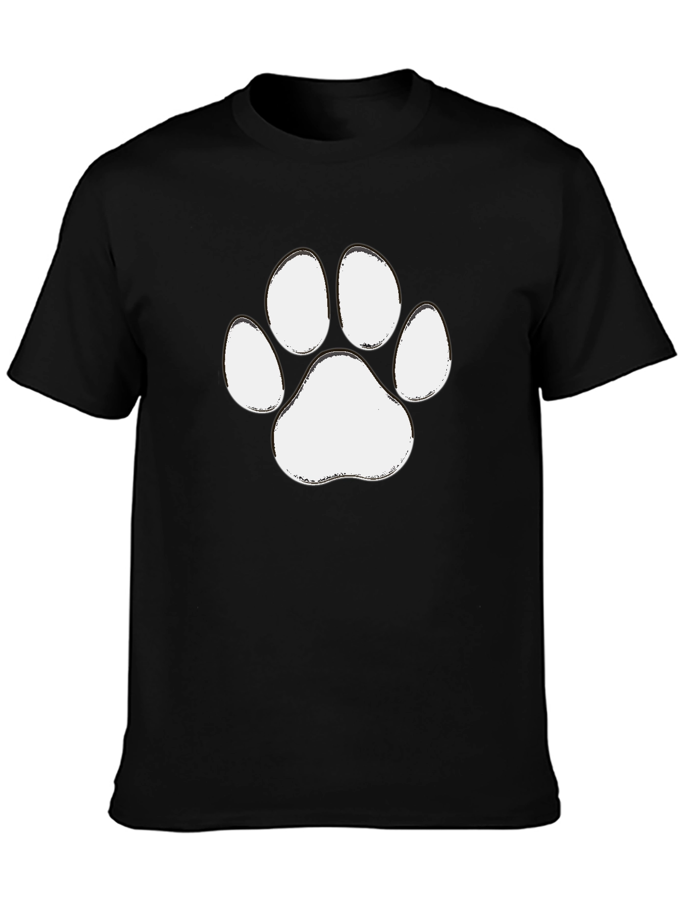 Black Paw Print Graphic Tee - Casual Black T-Shirt view 3