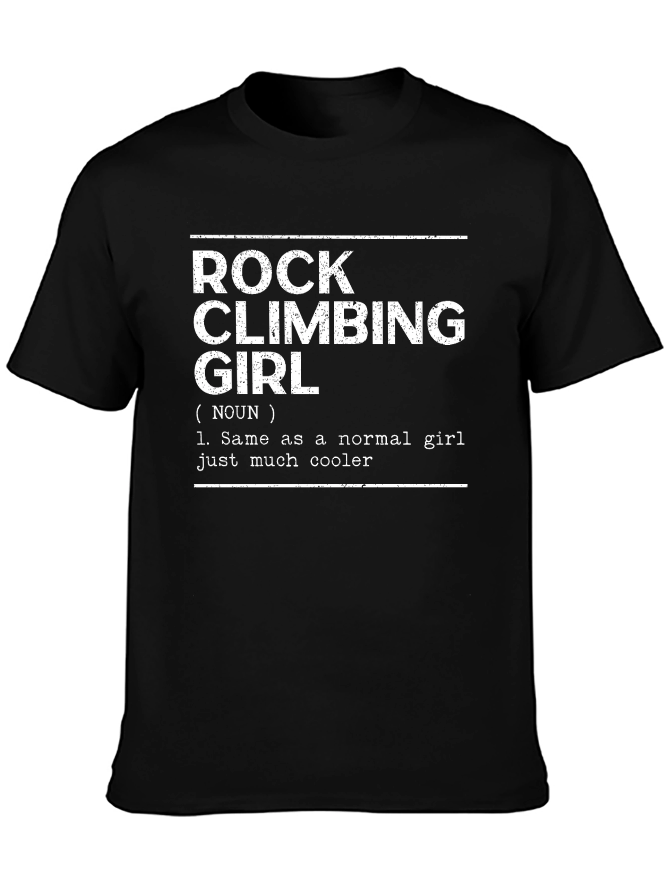 Black Rock Climbing Girl Definition T-Shirt - Cool Climber Tee view 3