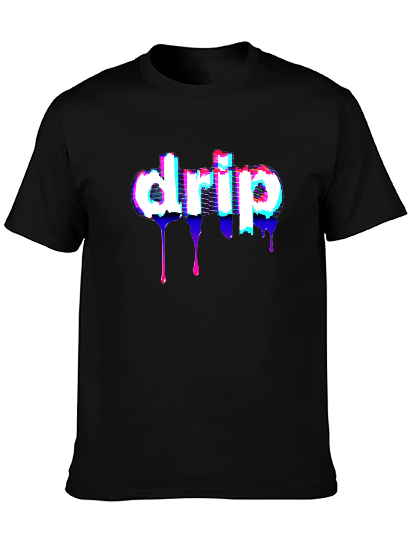Black Drip Glitch T-Shirt - Stylish Black Tee view 3