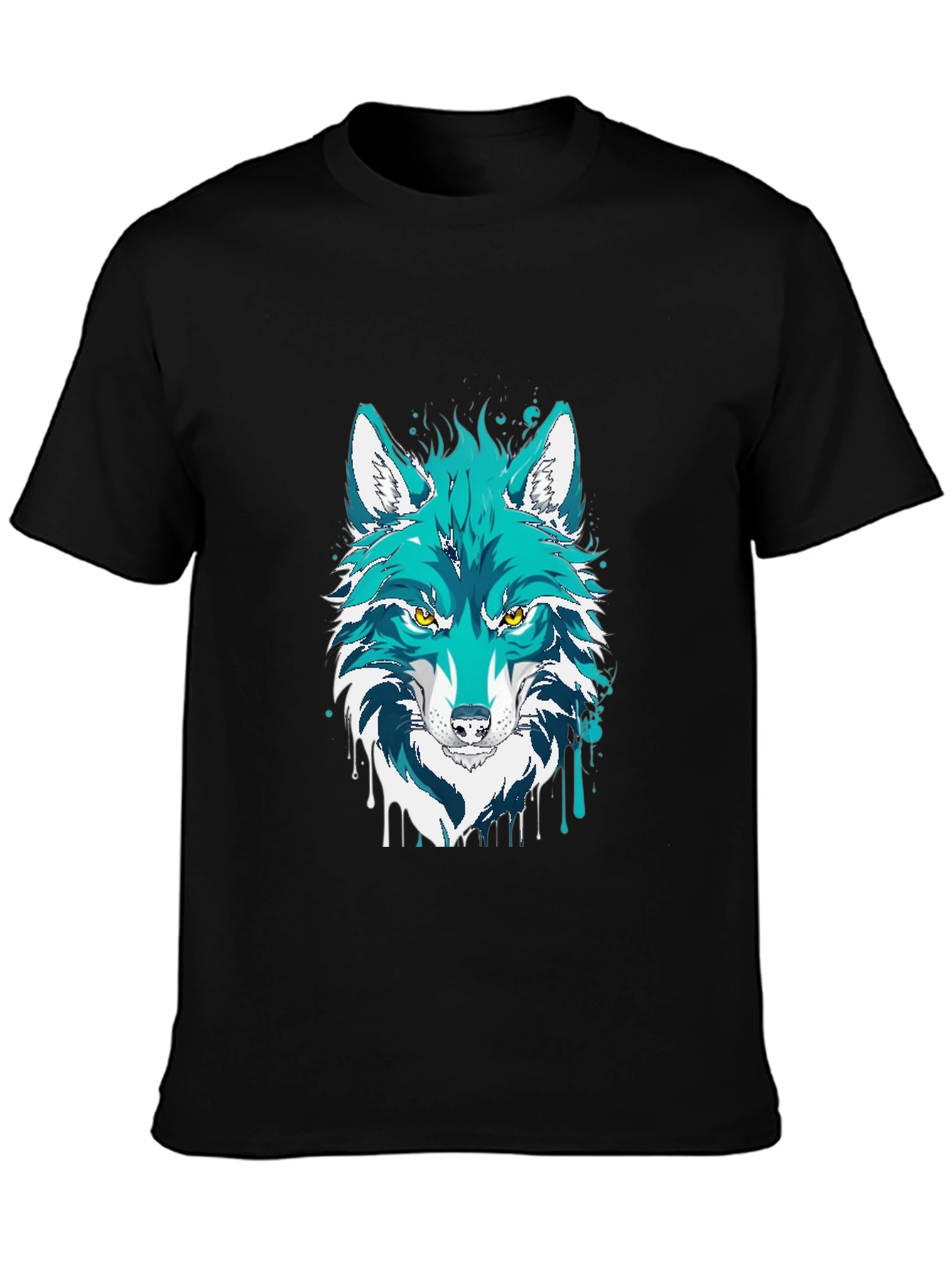 Black Wolf Graphic Print Black T-Shirt view 3
