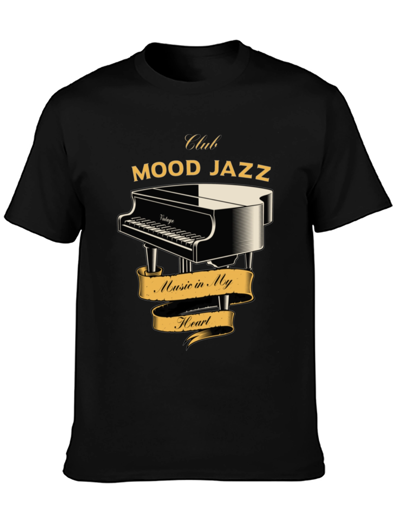 Black Mood Jazz Club T-Shirt - Piano Music Lover Tee view 3