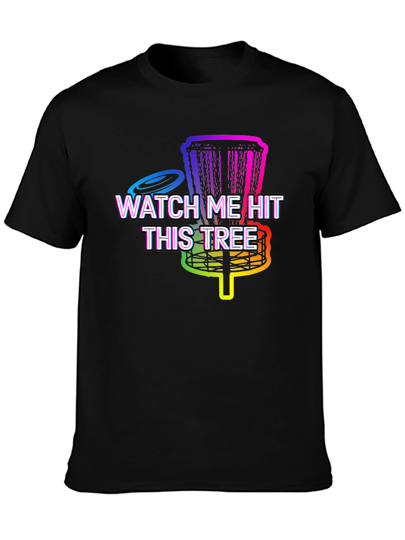 Black Funny Disc Golf T-Shirt - Watch Me Hit This Tree view 3