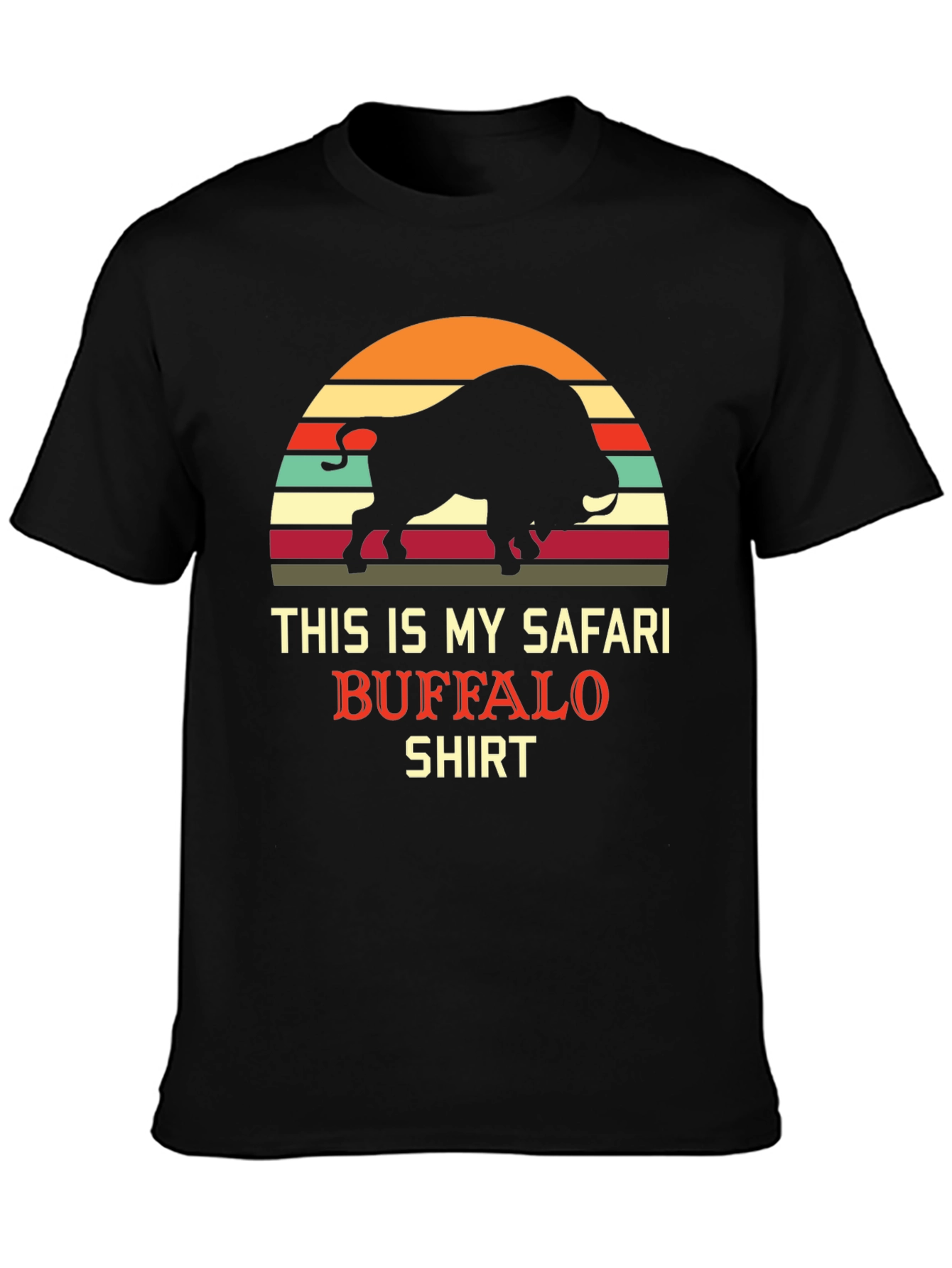Black Safari Buffalo Graphic Tee - Retro Style view 3
