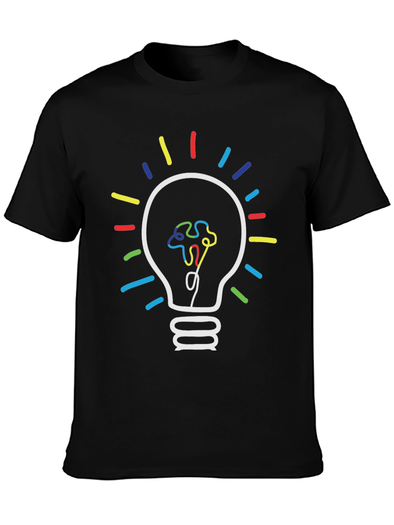 Black Autism Awareness Light Bulb Graphic Tee view 3