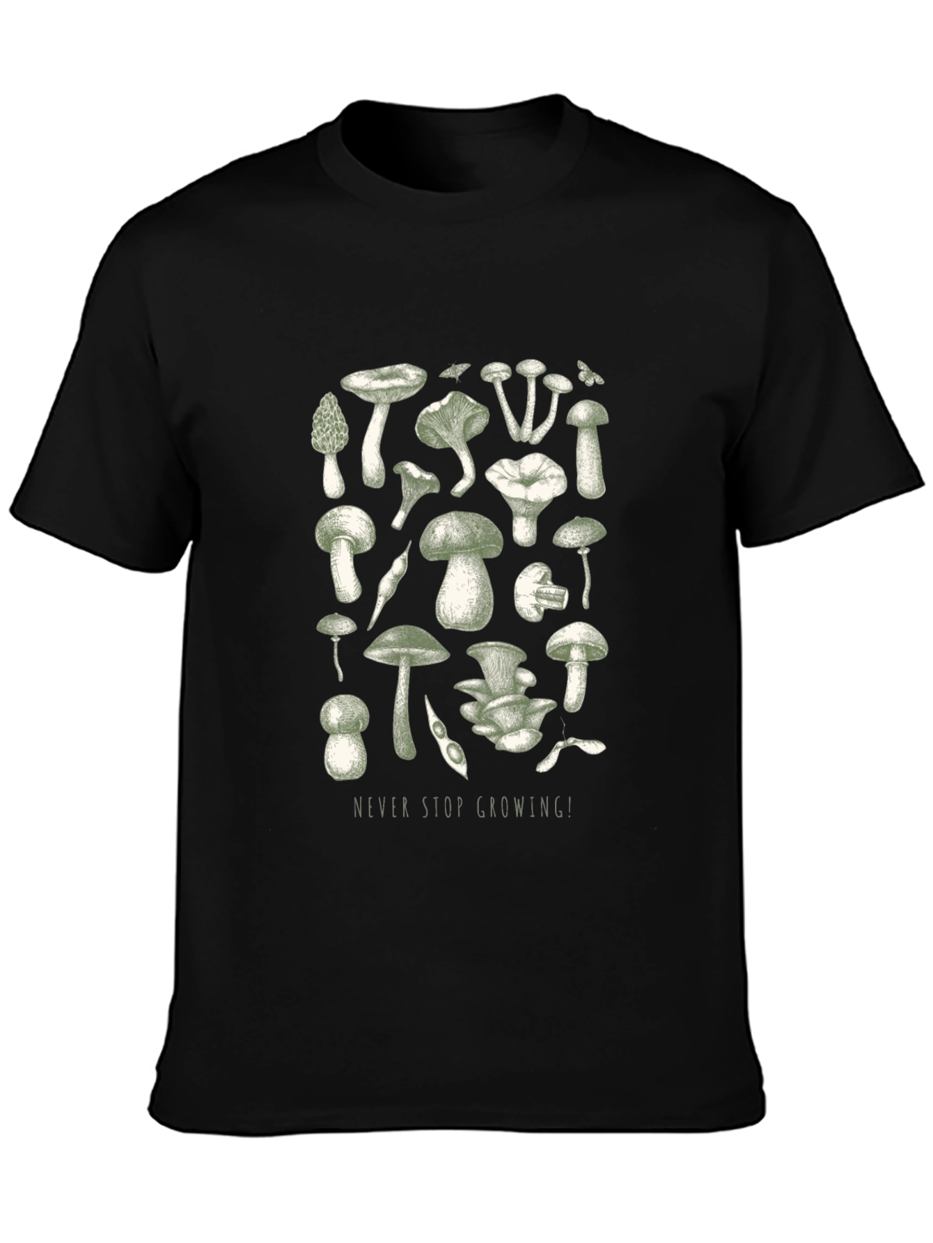 Black Mushroom Print Graphic Tee view 3