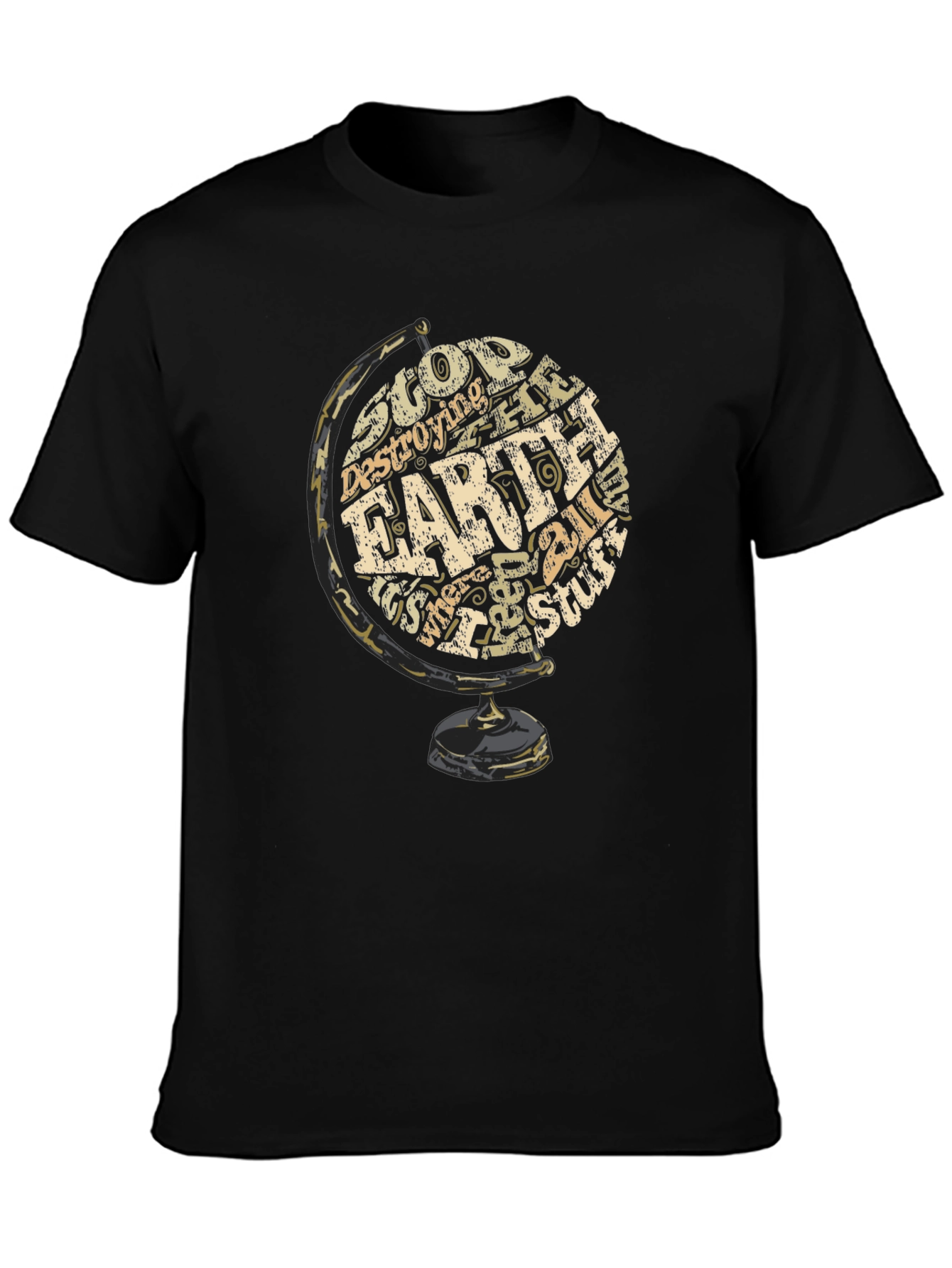 Earth Globe Graphic Print T-Shirt - 3