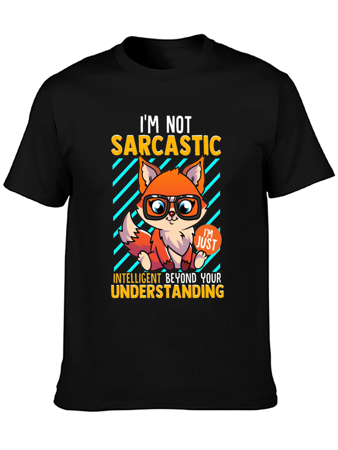 Black Sarcastic Fox Graphic Tee - Intelligent Humor view 3