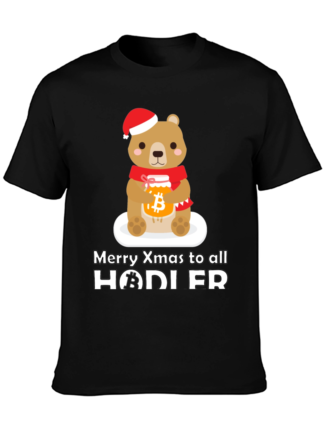 Black Crypto Christmas HODLER Bear T-Shirt view 3