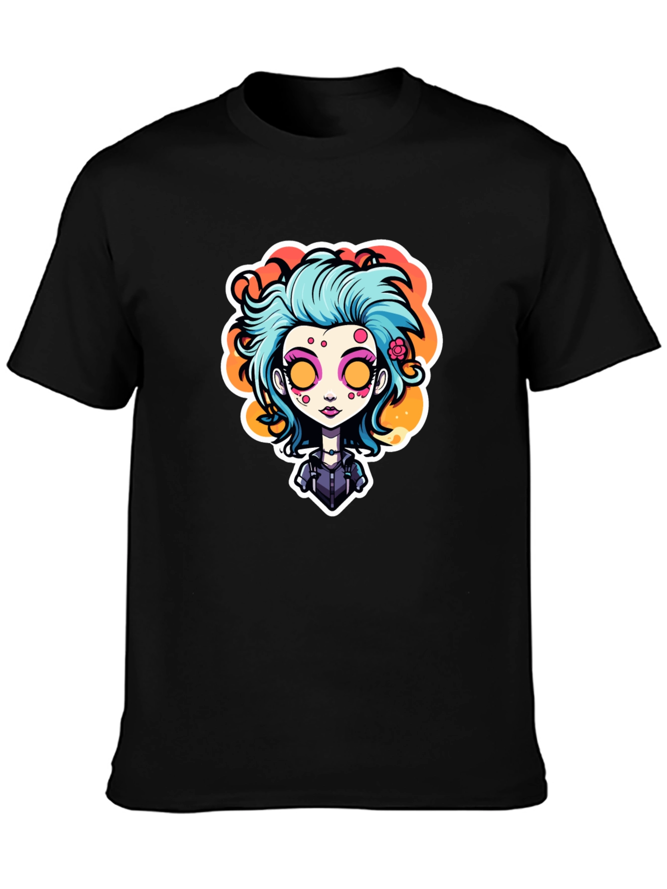 Black Cartoon Girl Graphic Tee - Unique Style view 3