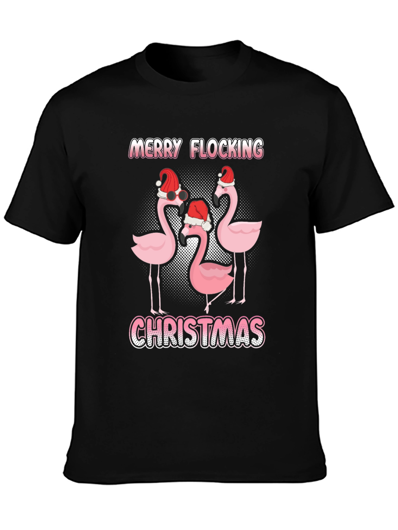 Black Merry Flocking Christmas Graphic Tee view 3