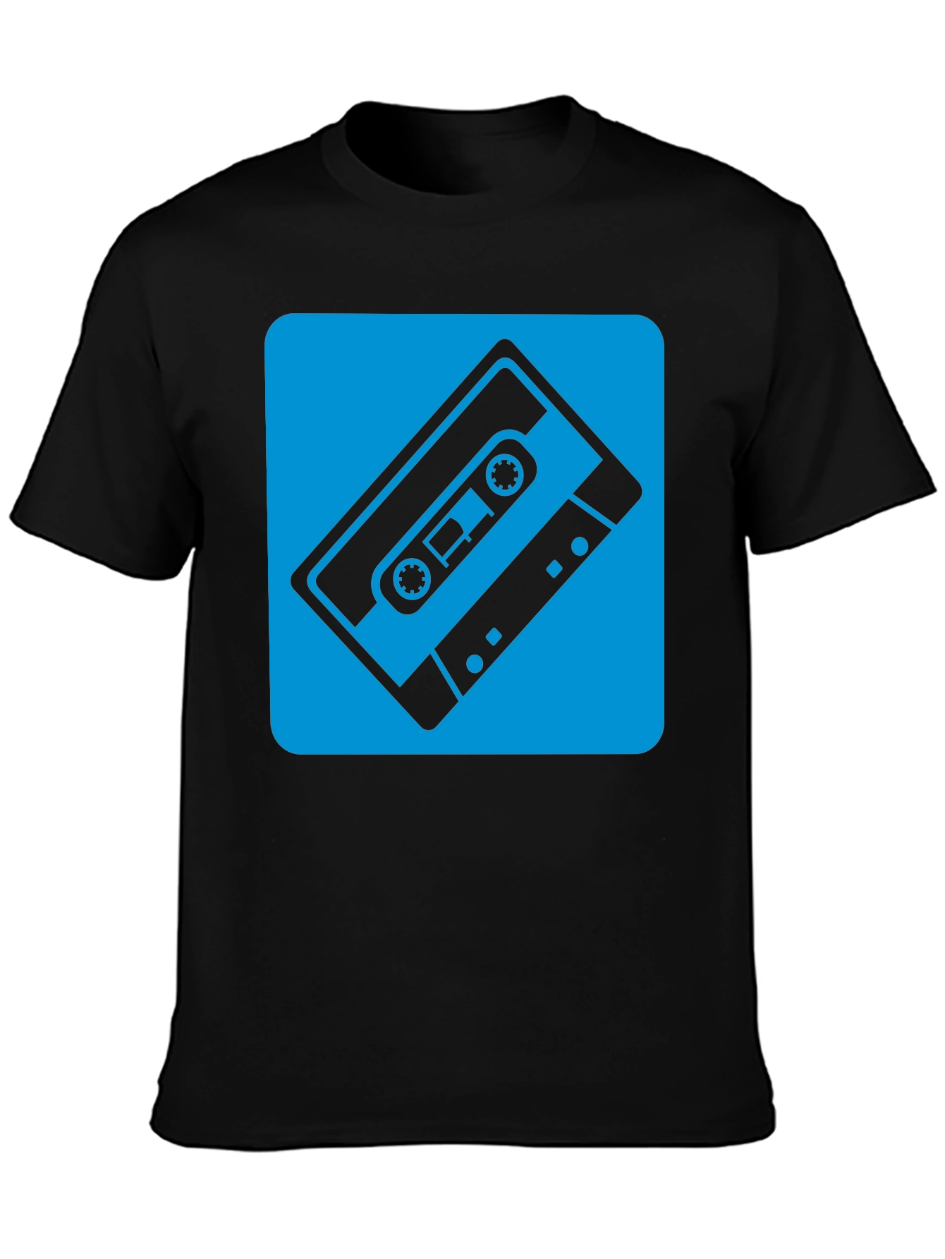 Black Retro Cassette Tape Graphic Tee - Classic Style! view 3
