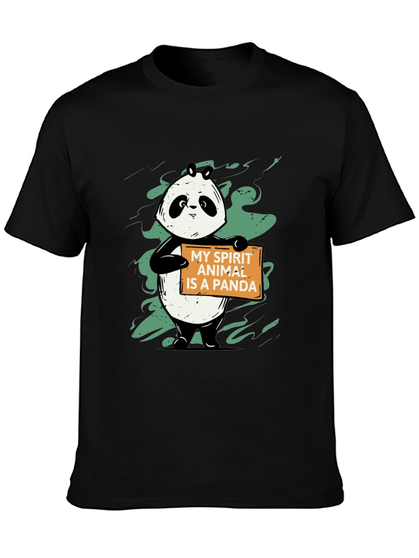 Black Panda Spirit Animal Graphic T-Shirt - Unisex Black Tee view 3