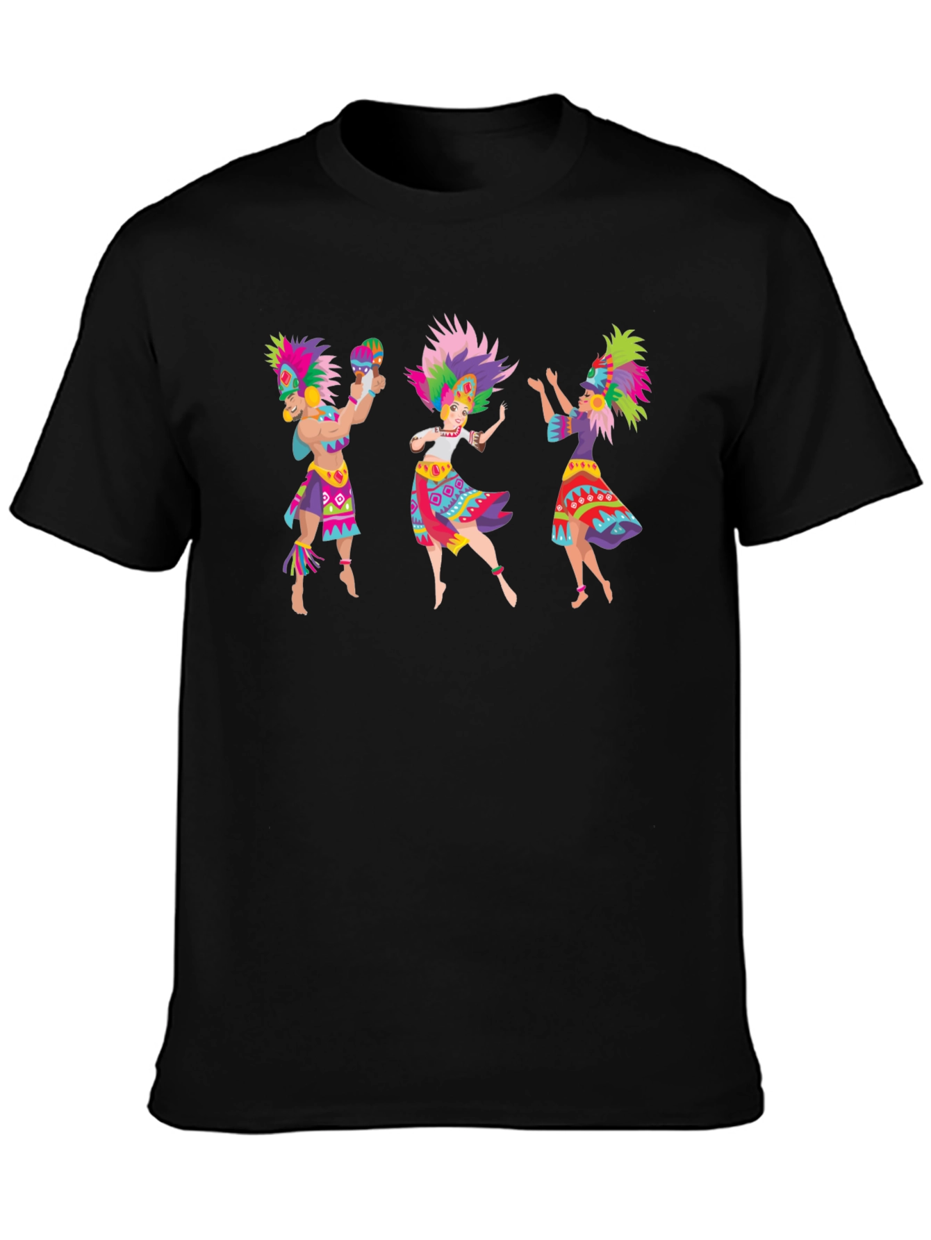 Black Colorful Dancers Graphic Black T-Shirt view 3