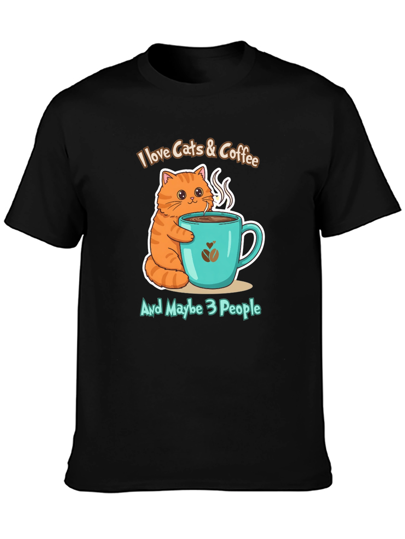 Black I Love Cats & Coffee T-Shirt view 3
