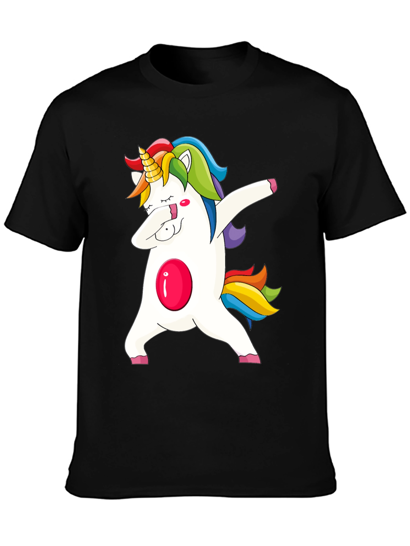 Black Unicorn Dabbing Graphic Tee - Fun & Stylish Black T-Shirt view 3