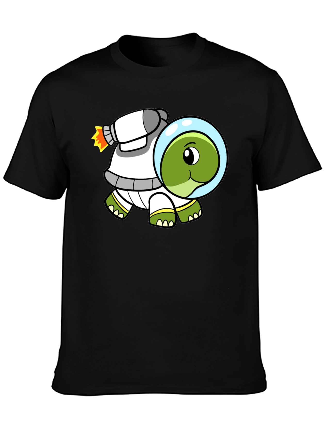 Black Space Turtle T-Shirt - Black Cotton Crew Neck view 3