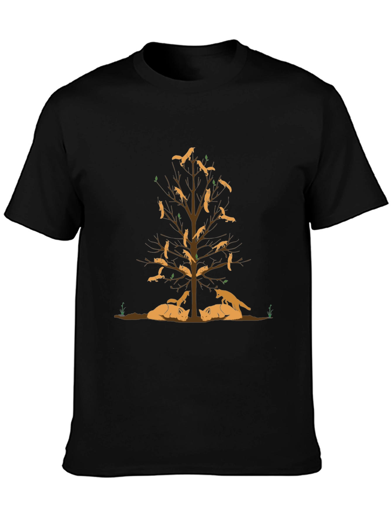 Black Fox Tree Graphic Tee - Men's Crew Neck T-Shirt view 3