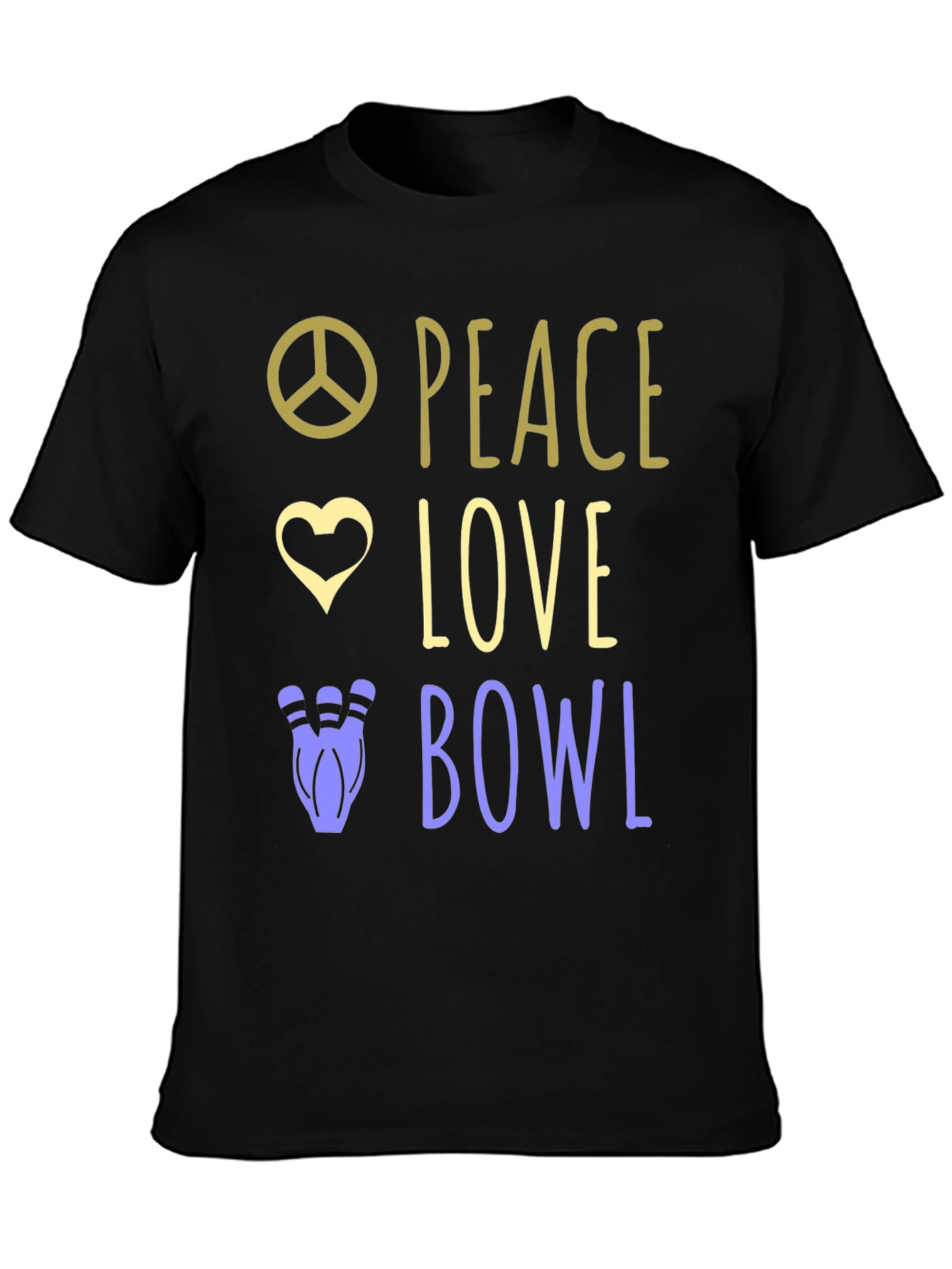 Black Peace Love Bowl T-Shirt Bowling Gift view 3