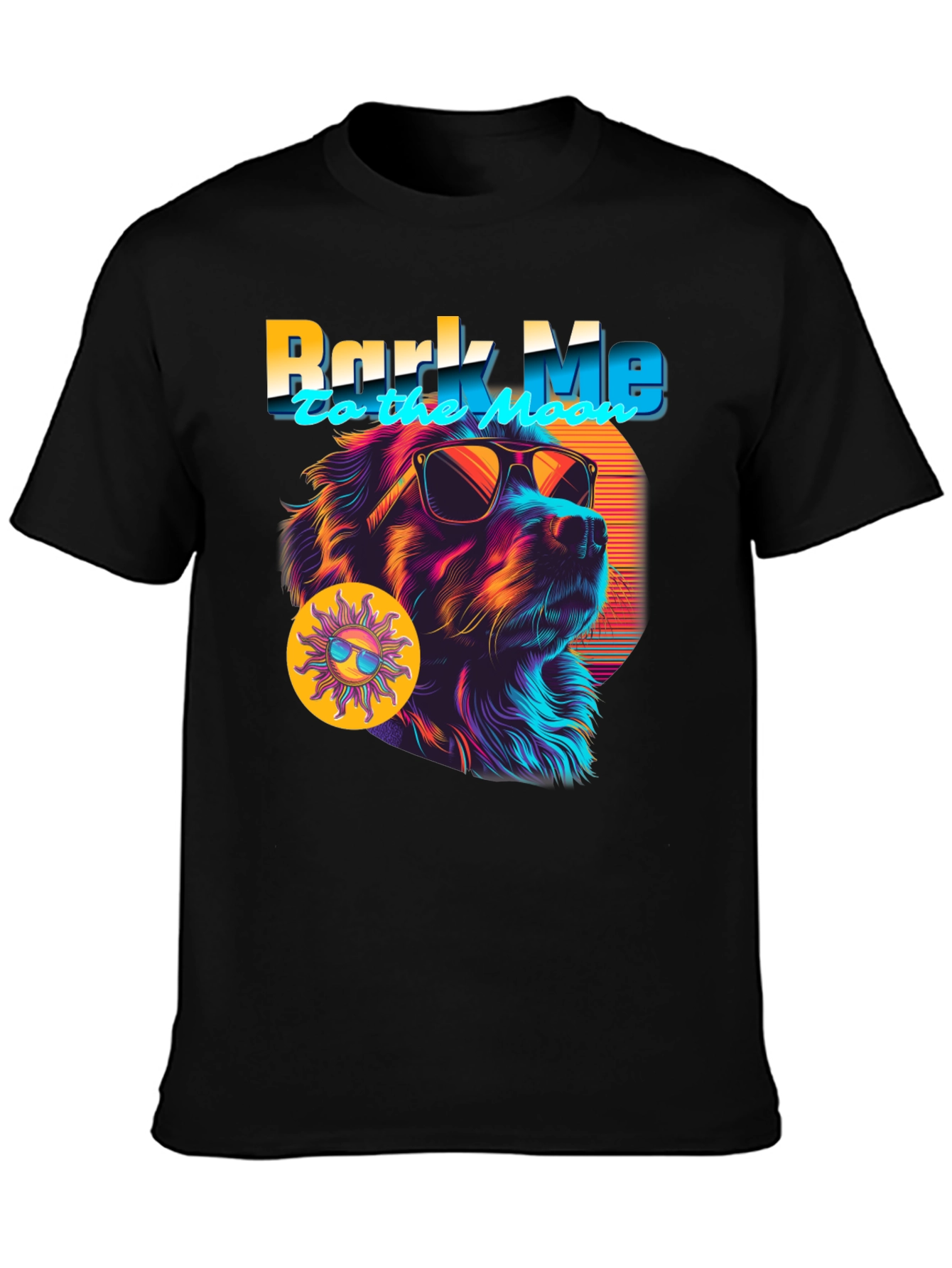 Black Bark Me To The Moon Dog Graphic T-Shirt view 3