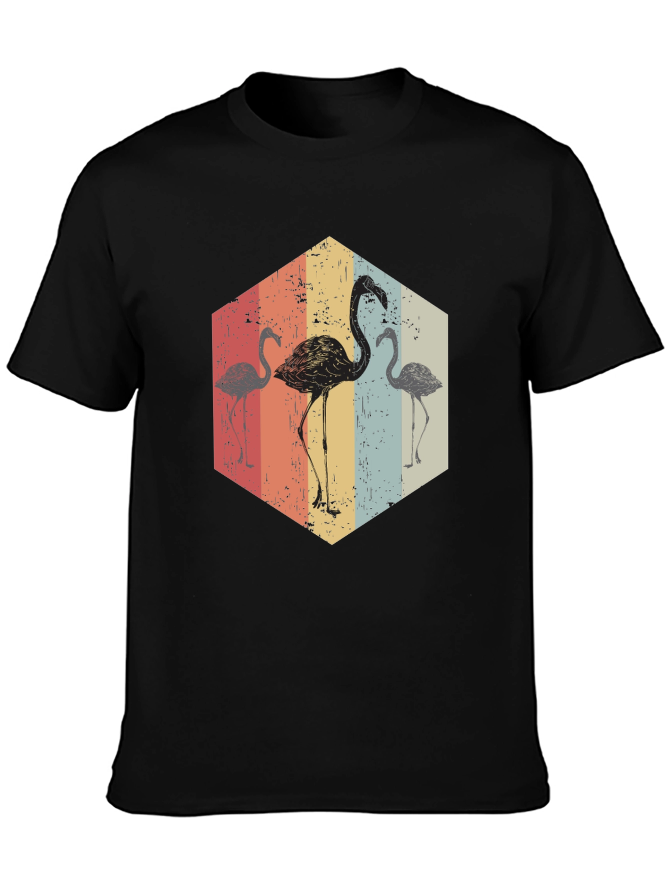 Black Retro Flamingo Graphic Tee view 3