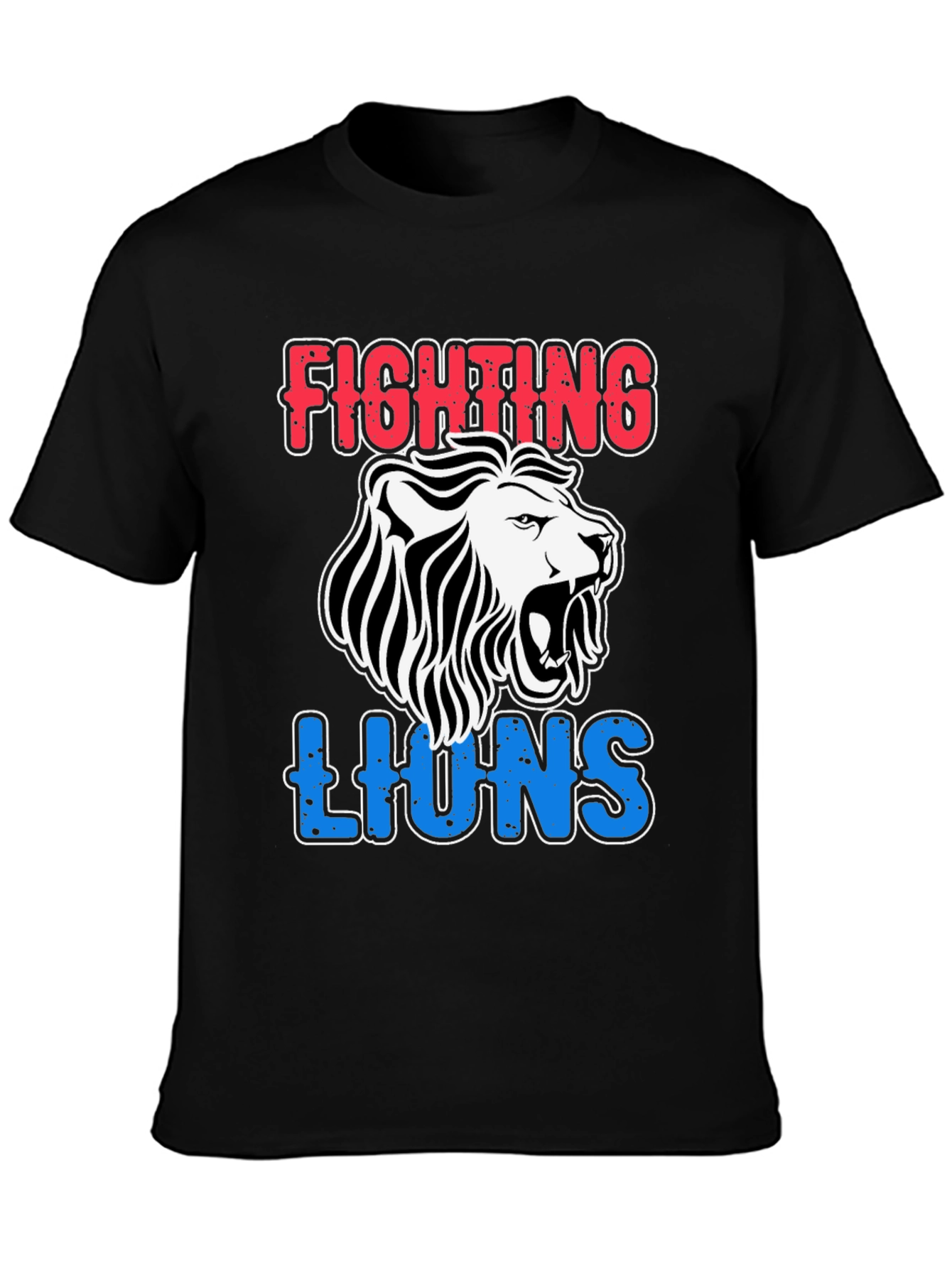 Black Fighting Lions Graphic T-Shirt - Black view 3